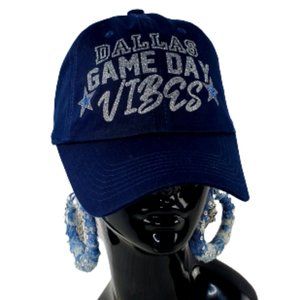 Dallas Game Day Vibes Navy Fitted Adj. Baseball Cap.